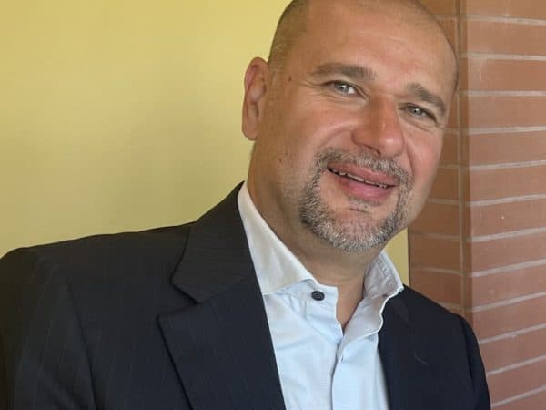 Andrea Queirolo attending fair in Bologna.