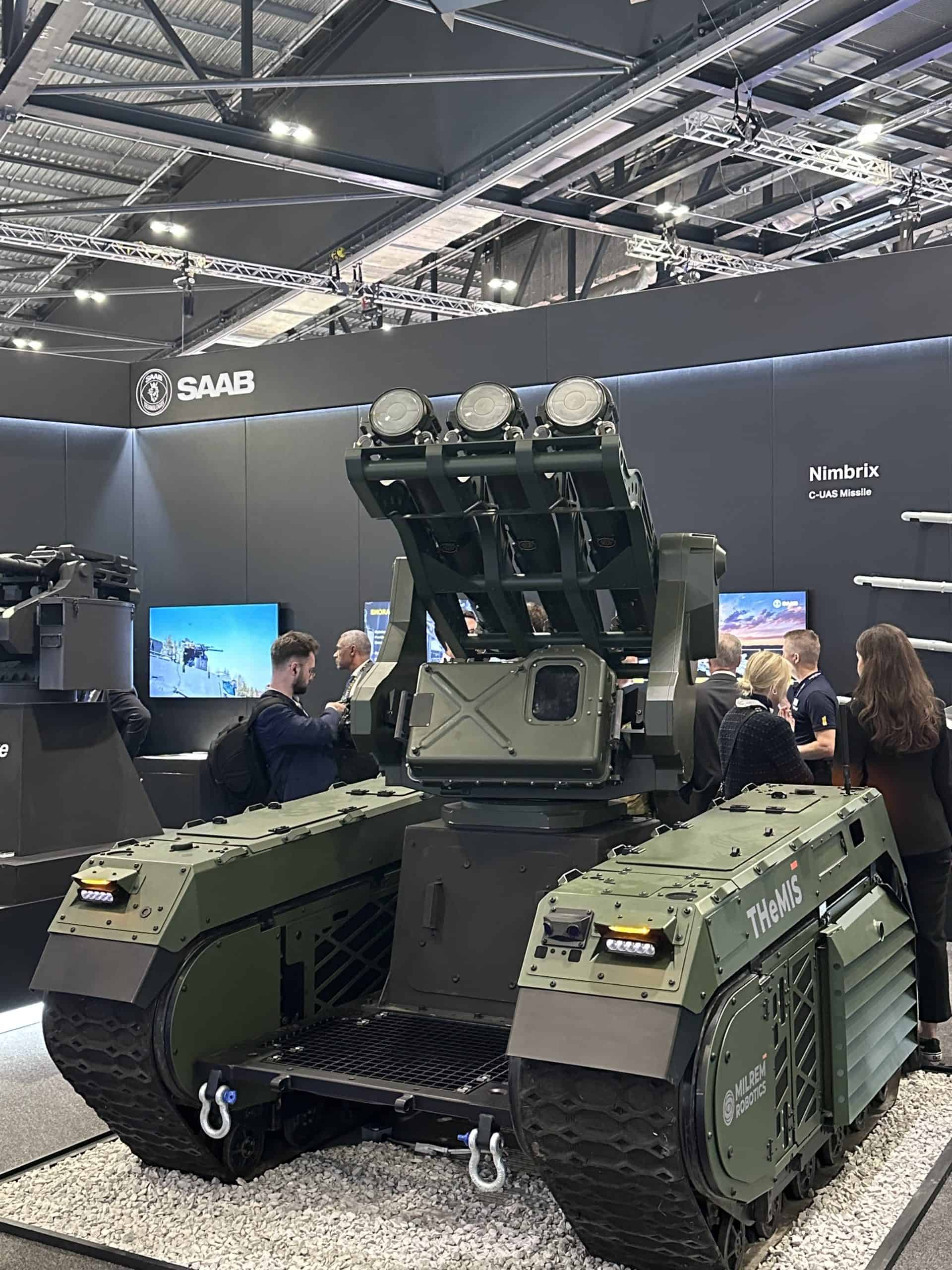Defence industry display at DSEI 2025.