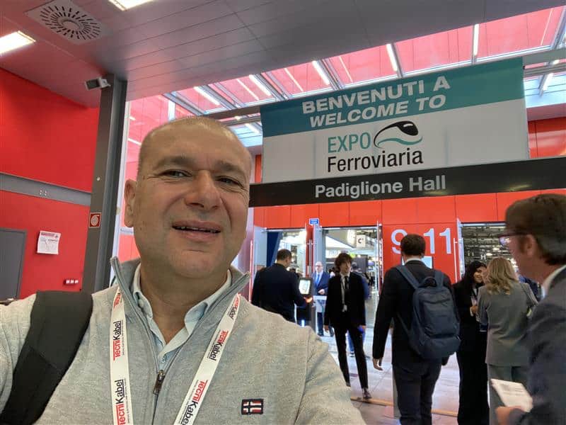 Expo Ferraviara Andrea Queirolo at Expo Ferraviara, talking rails.